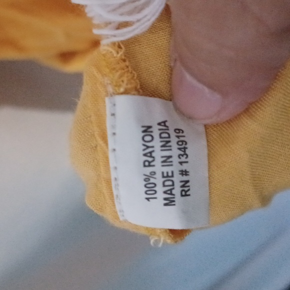 Anandas Collection Boho Floral Tassled Yellow Tank Dress Embroidered Sz L,23"PTP - Picture 8 of 9